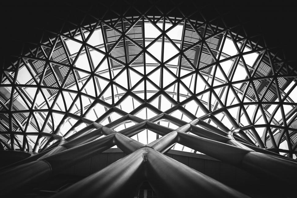 Free Image of Geometric patterns of a modern steel structure 