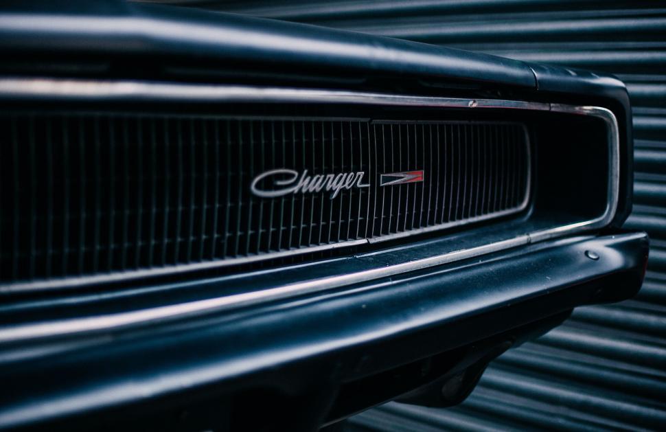 Free Image of Close-up view of classic Charger emblem 