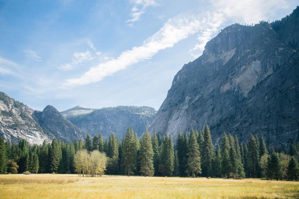 Free Image of Yosemite National Park with a clear blue sky 