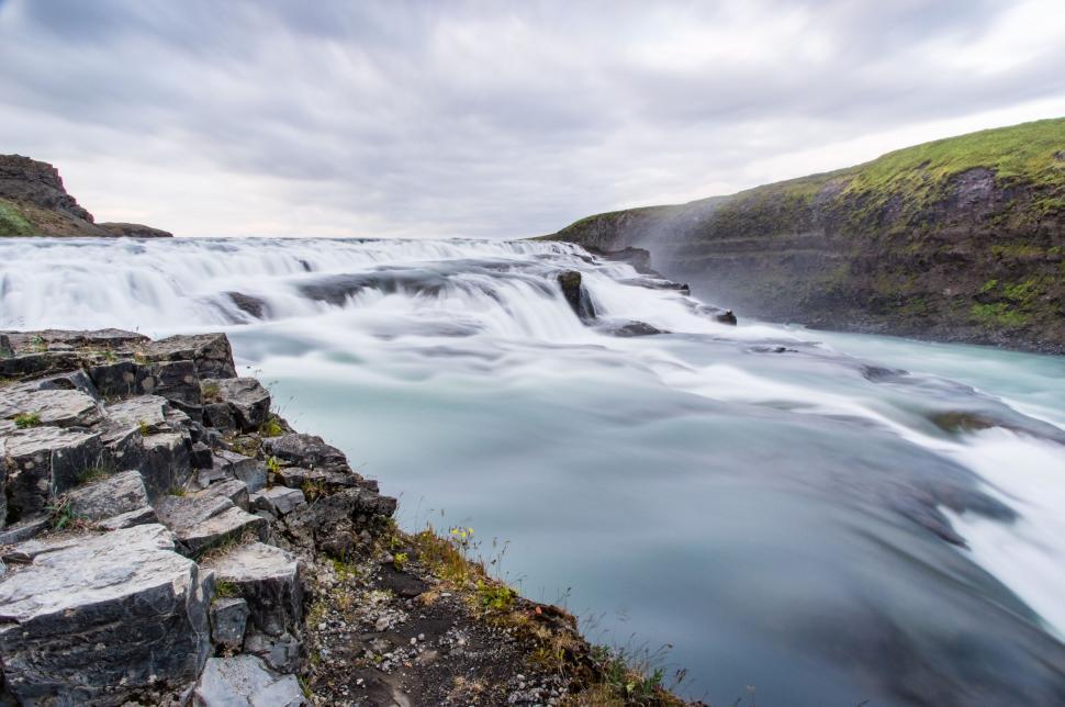 Free Image of Majestic Gullfoss Waterfall in Iceland 