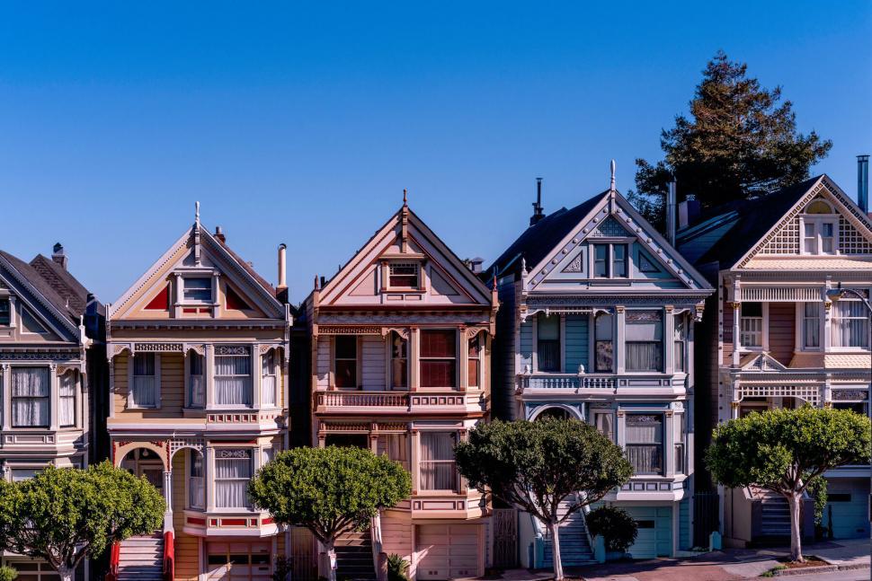 Free Image of Classic Victorian houses in a row 