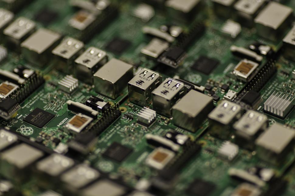 Free Image of Close-up of Green Circuit Board with Components 