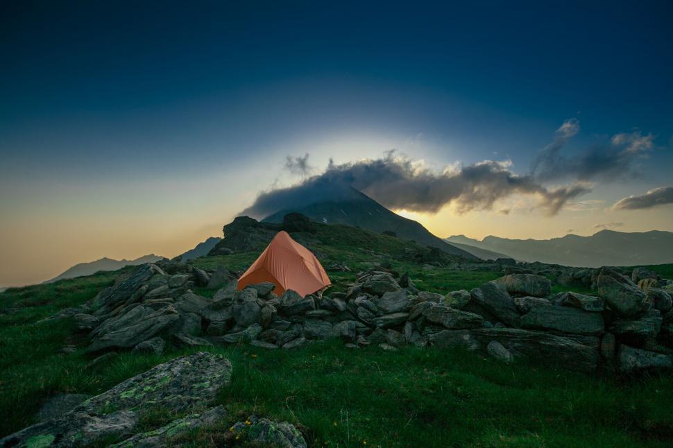 Free Image of Tent in wilderness during sunset 