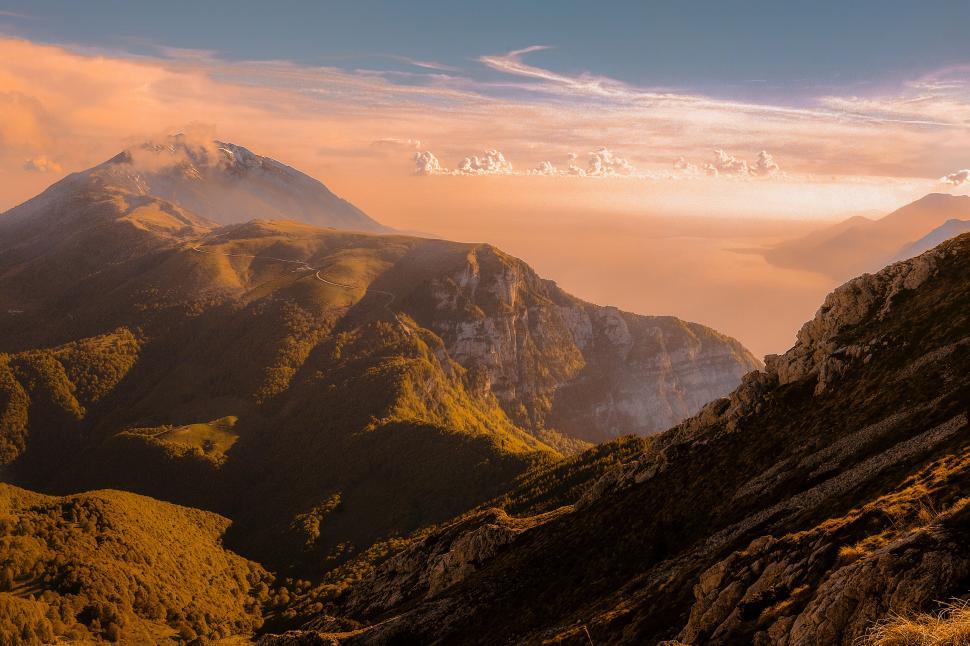 Free Image of Mountain landscape during golden hour 