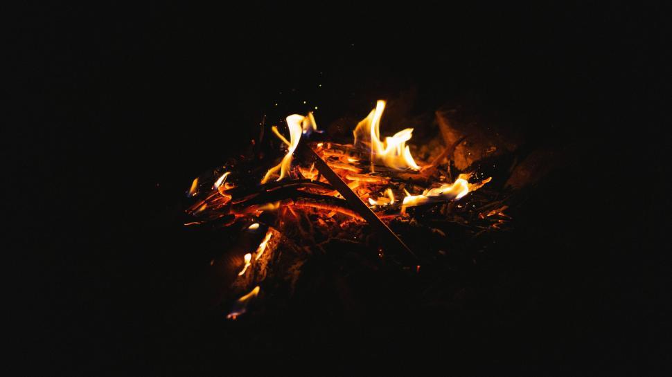 Free Image of Glowing campfire in the night s darkness 