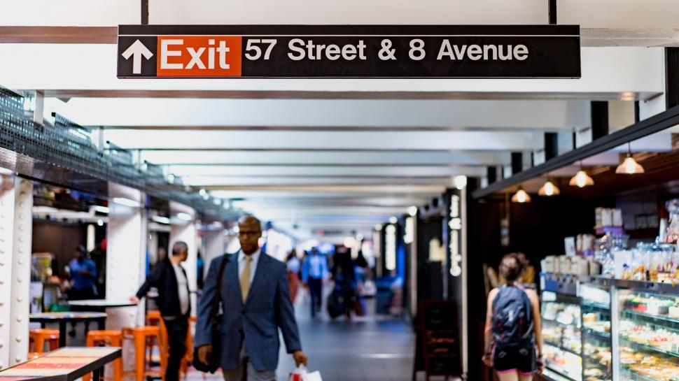 Free Image of Subway station sign Exit to 57 Street & 8 Avenue 
