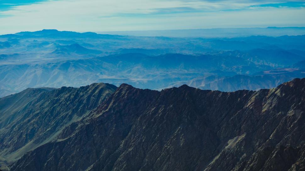 Free Image of Rugged mountain range from an aerial view 