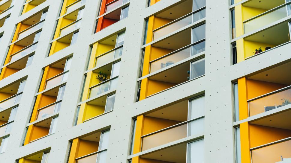 Free Image of Modern colorful building facade close-up 