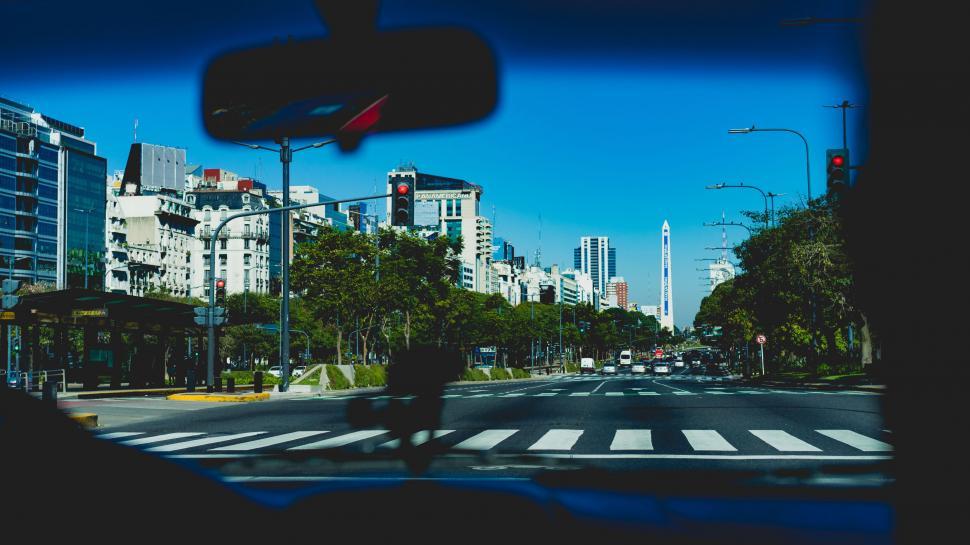 Free Image of City view from inside a car in daylight 