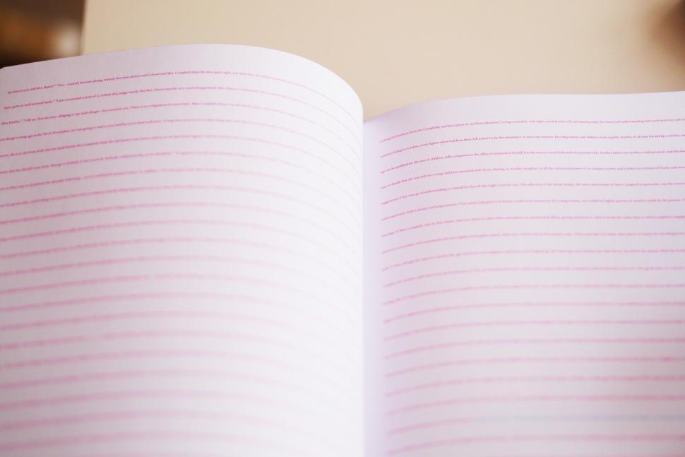 Free Image of Open blank notebook with pink lines 