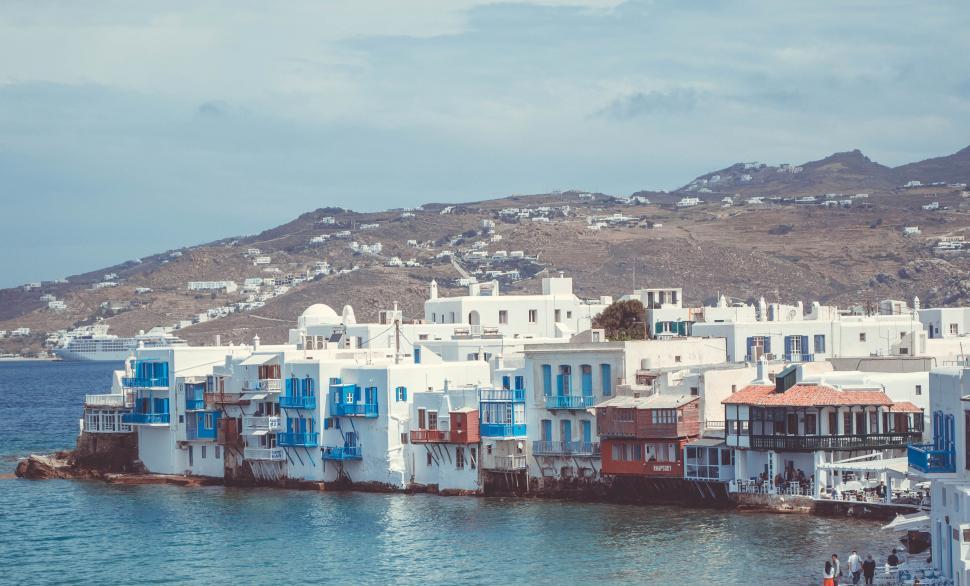 Free Image of Myconian White Buildings Overlook Aegean Sea 