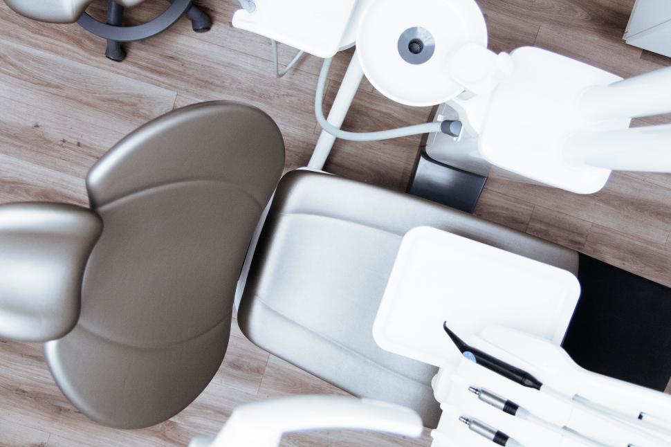 Free Image of Overhead view of dental clinic chair 