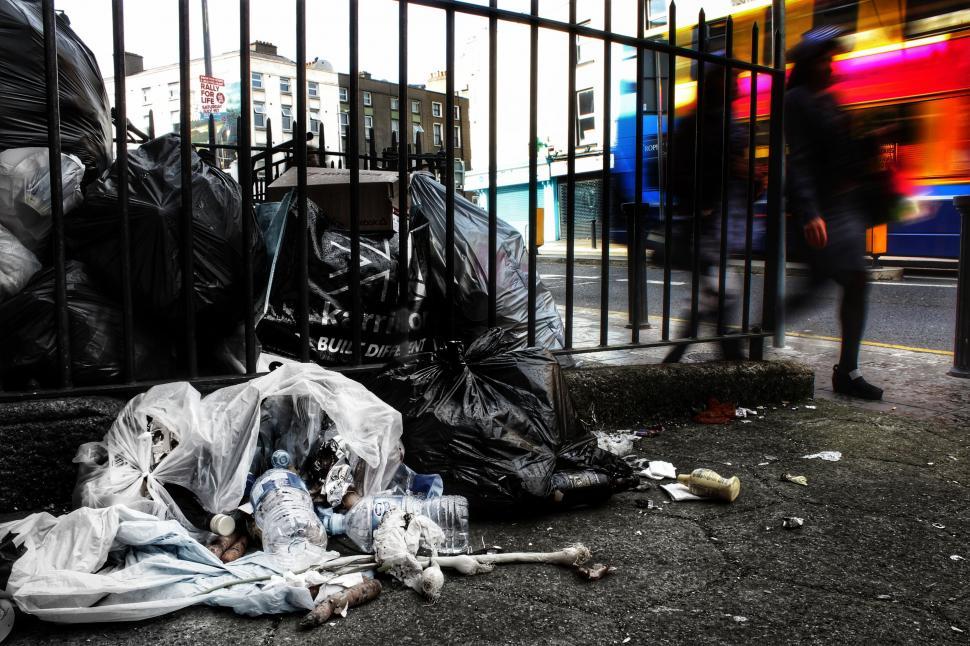Free Image of Urban scene with trash and motion blur 
