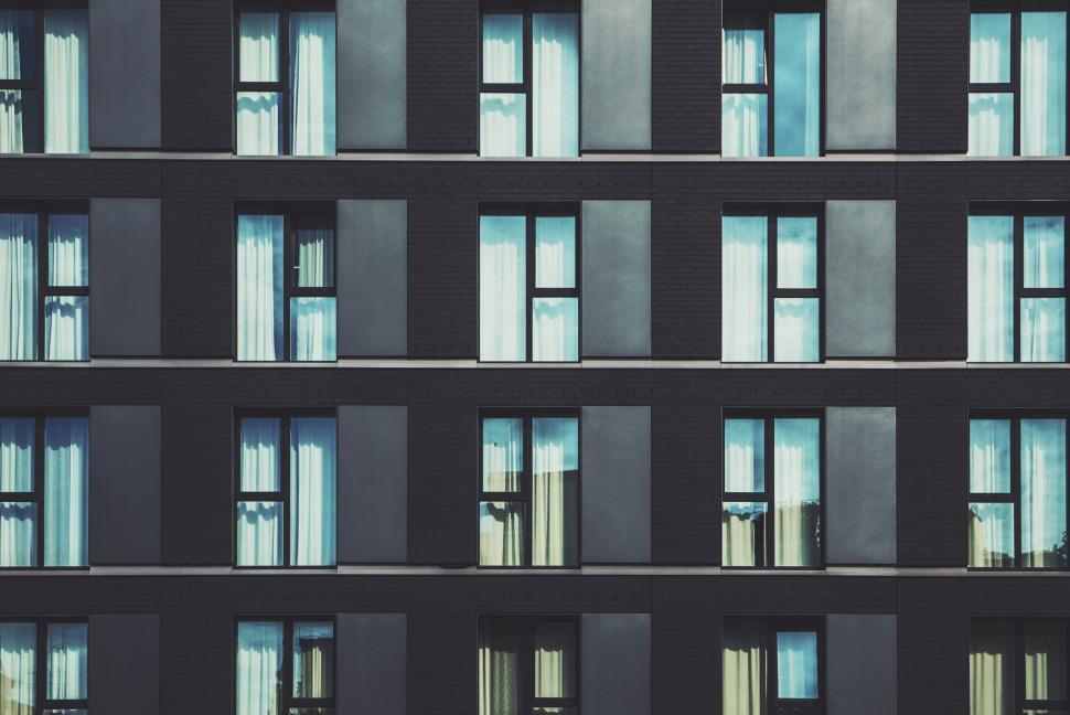 Free Image of Abstract View of Modern Windowed Building Facade 