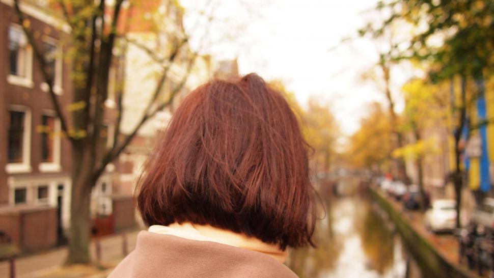Free Image of Woman overlooking a canal in Amsterdam 