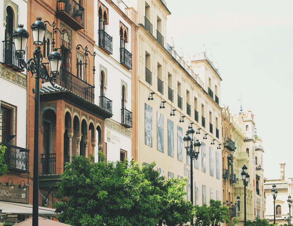 Free Image of Spanish urban street lined with cultural architecture 