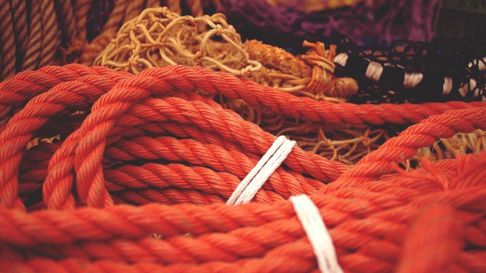 Free Image of Close-up of orange ropes in various textures 