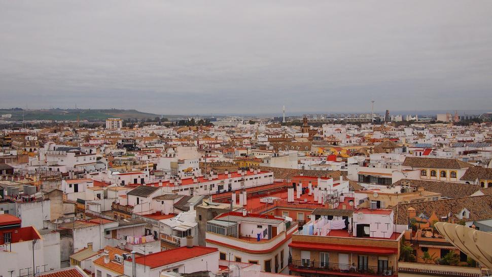 Free Image of Panoramic view of a dense Spanish cityscape 
