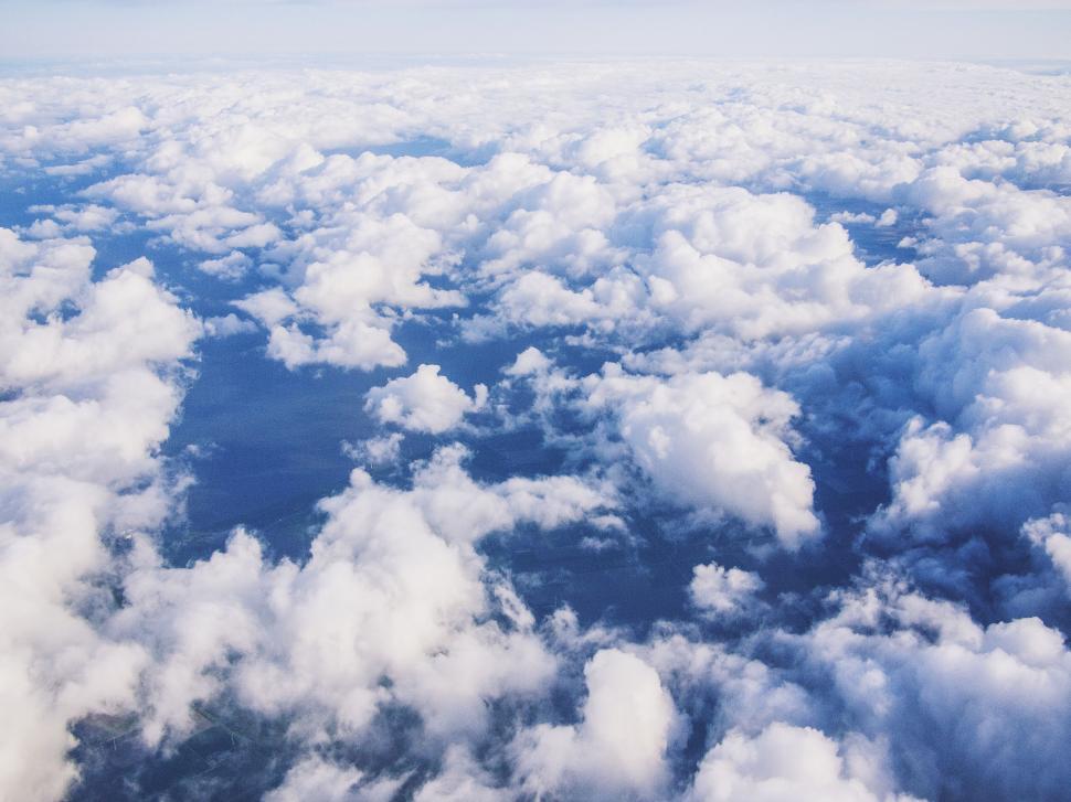 Free Image of Aerial view of clouds with blue skies 