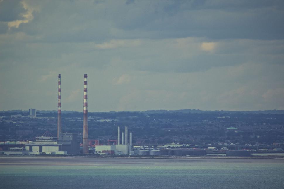 Free Image of Industrial coastline with chimneys and buildings 