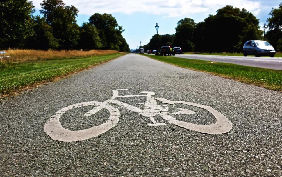 Free Image of Bicycle lane marking on an empty road 