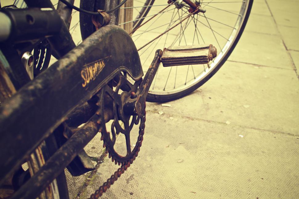 Free Image of Vintage bicycle part close-up on street 