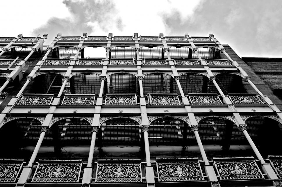 Free Image of Ornate ironwork on heritage building facade 