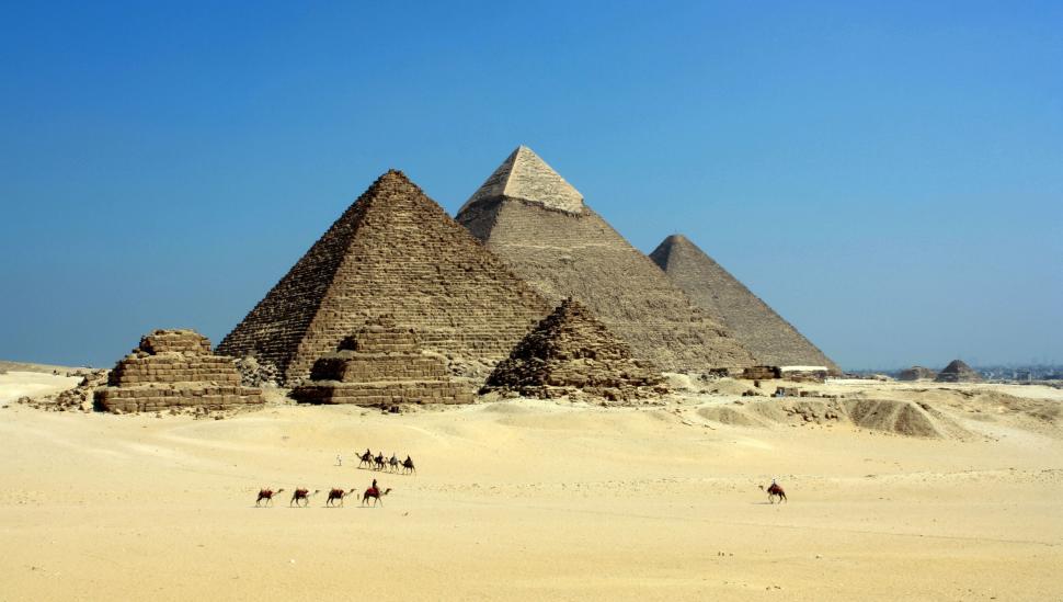 Free Image of Majestic Pyramids of Giza under the sun 