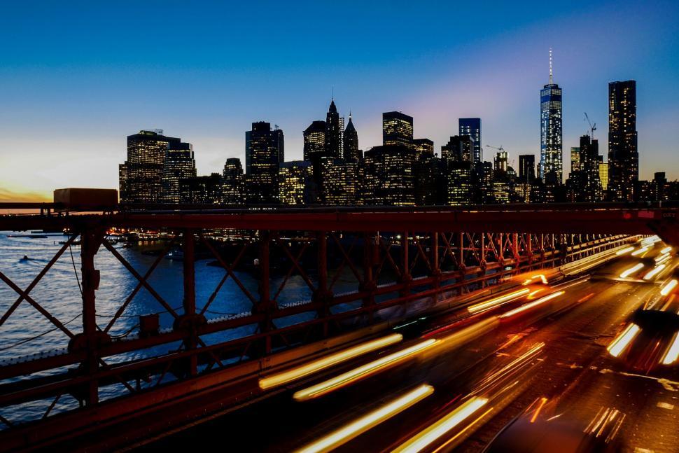 Free Image of New York City skyline from the bridge 