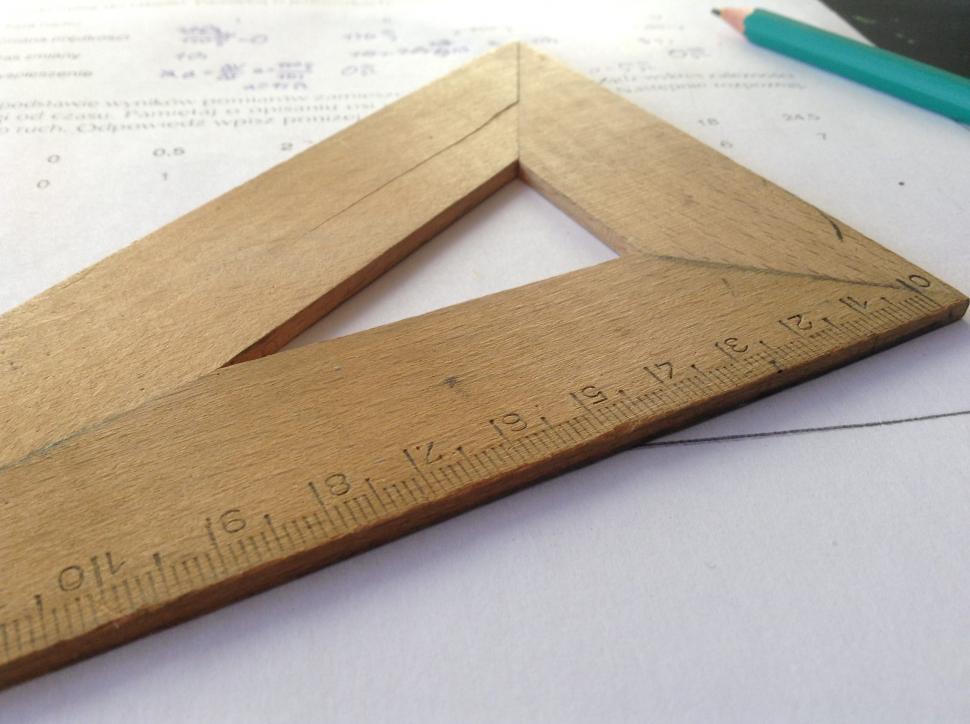 Free Image of Protractor on a maths notebook close-up 