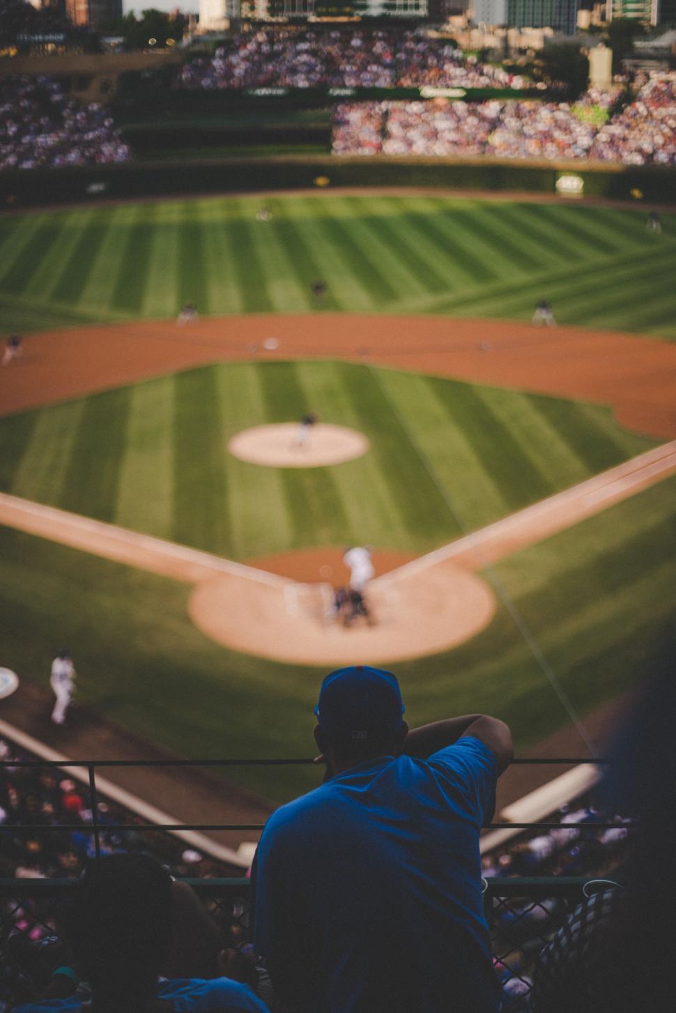 Free Image of Baseball game viewed from stadium seats 