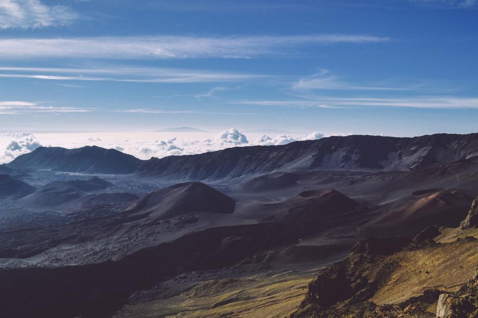 Free Image of Volcanic landscape with mountain horizon 