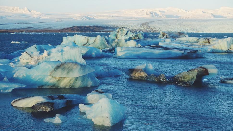 Free Image of Glacial lagoon with floating icebergs 