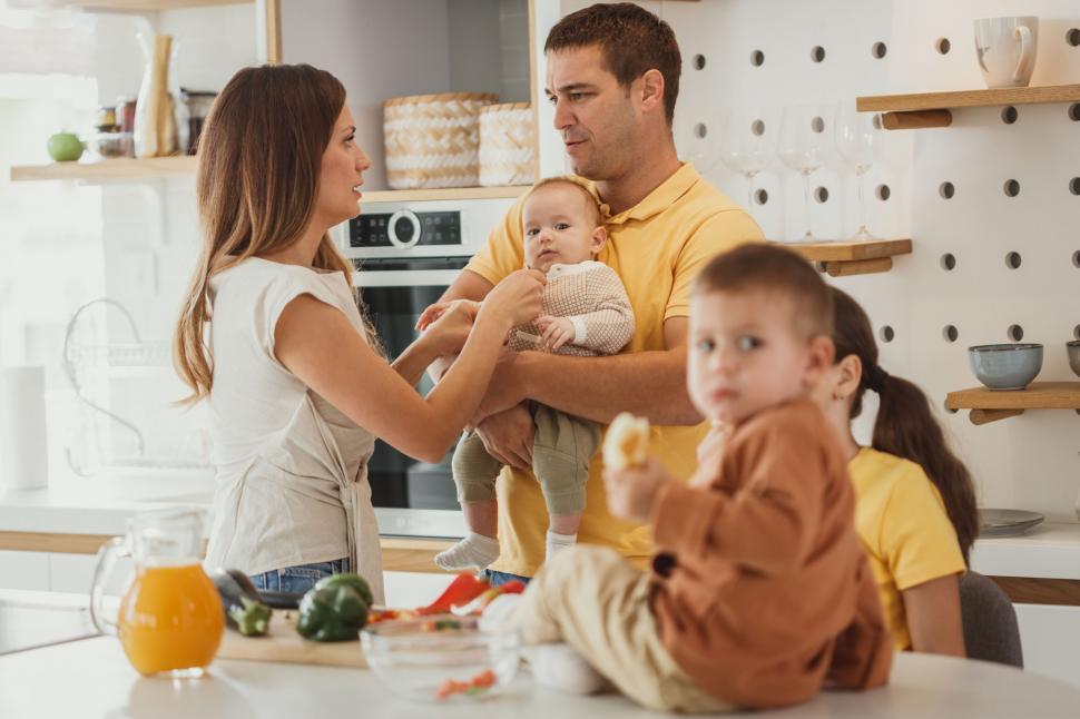Free Image of Family enjoying time in kitchen 