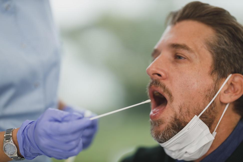 Free Image of Patient undergoing oral swab test 