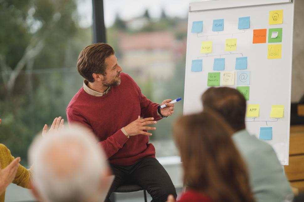 Free Image of Man presenting project strategy to work group 