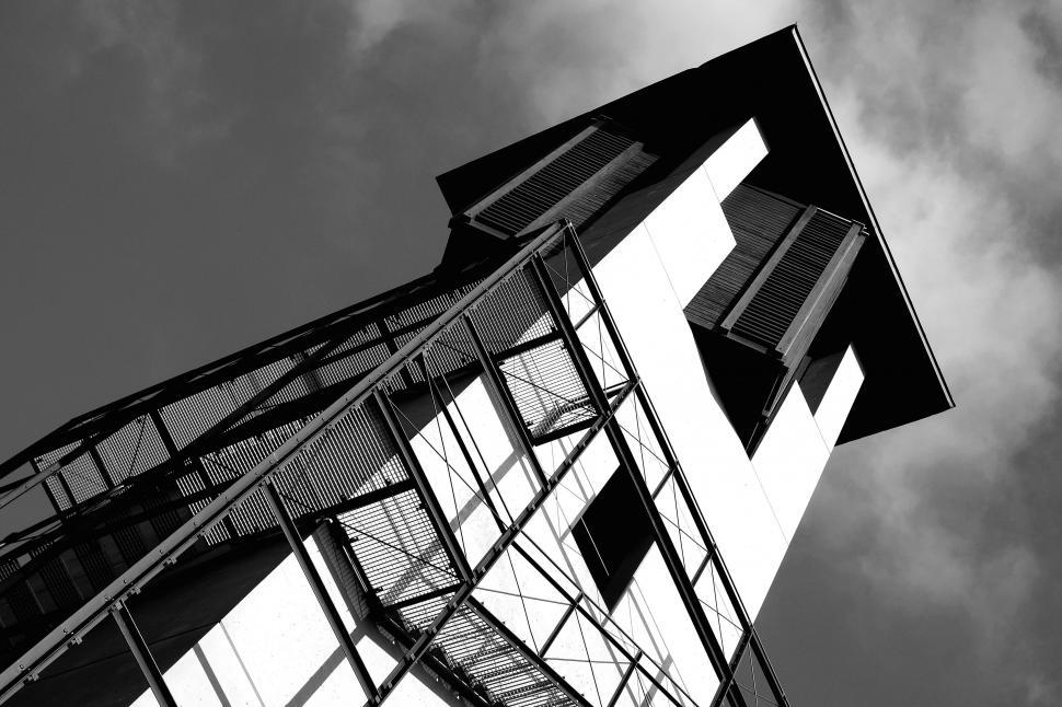 Free Image of Dynamic view of a black and white building corner 