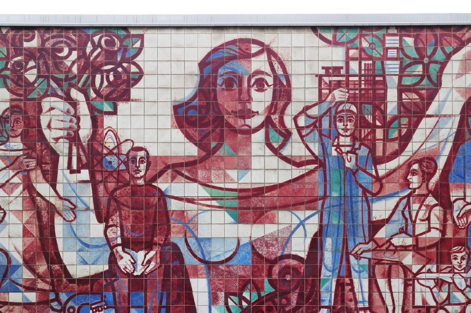 Free Image of Colorful public art mosaic on a wall 
