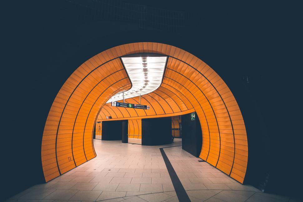 Free Image of Orange subway station with arch design 