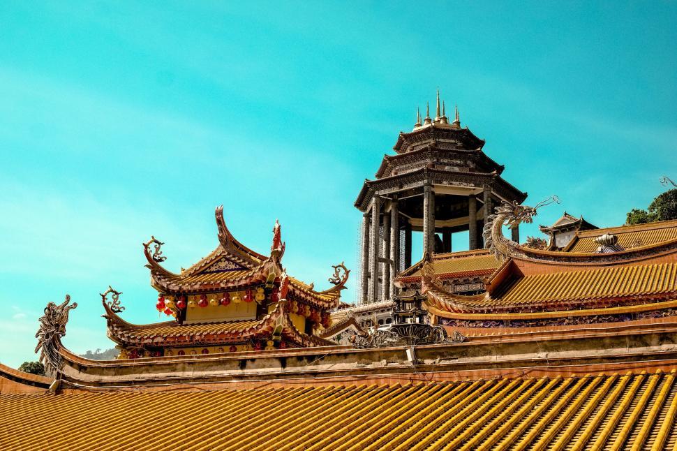 Free Image of Ancient Asian temple with ornate details 