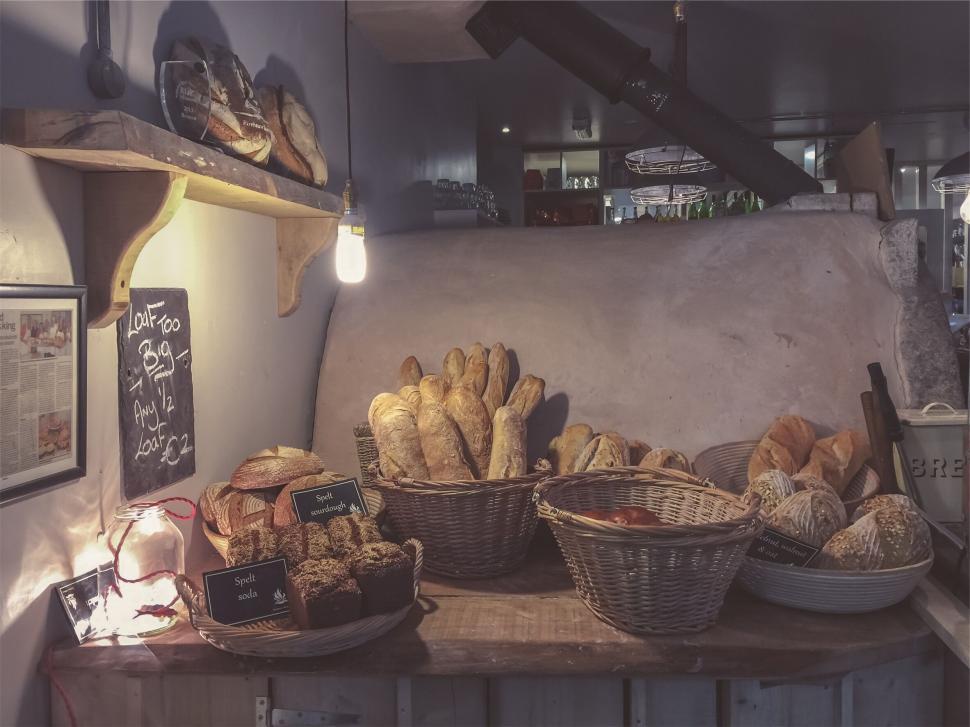 Free Image of Artisan bakery with rustic bread display 