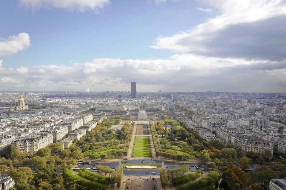 Free Image of Aerial view of Paris cityscape with landmarks 