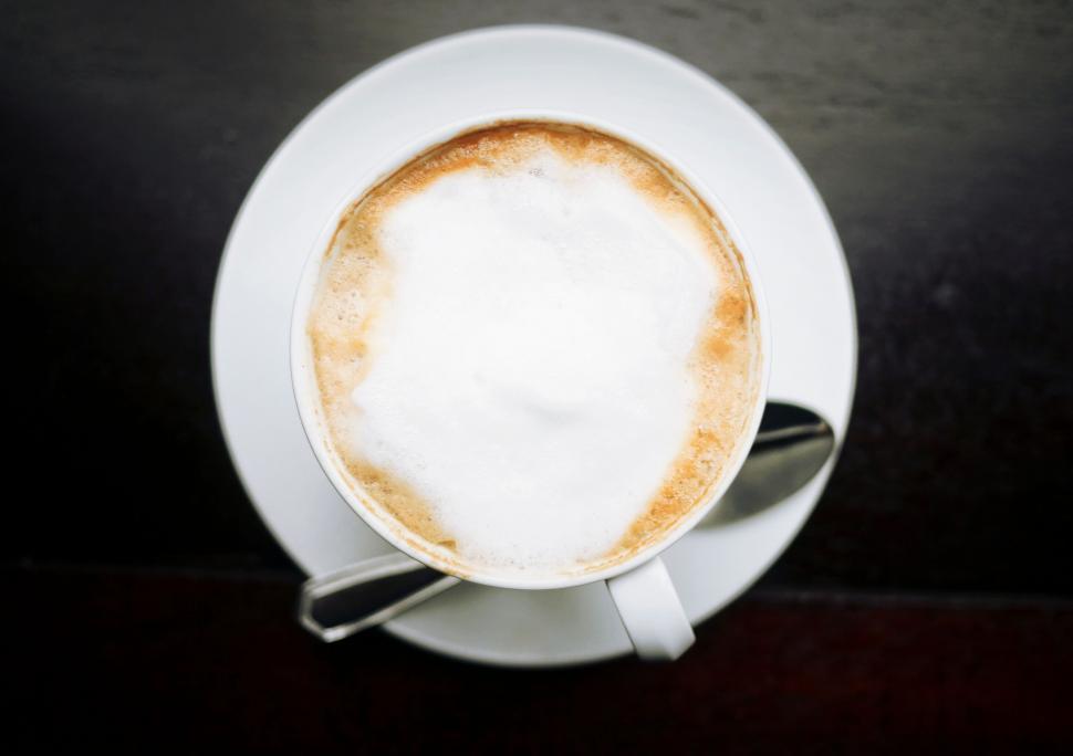 Free Image of Top view of cappuccino in a white mug 
