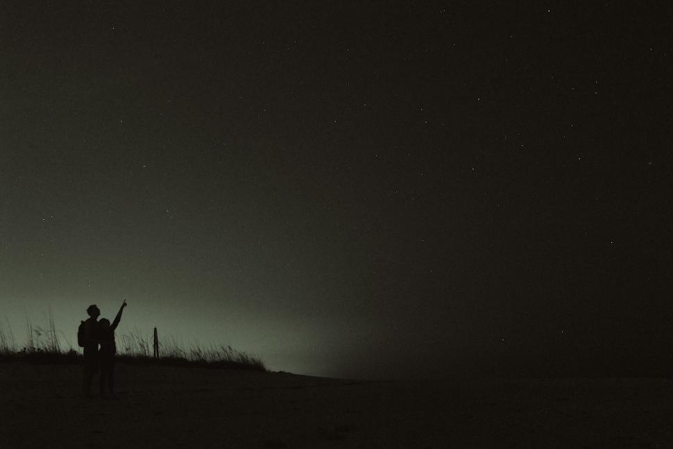 Free Image of Stargazers on the beach at night 
