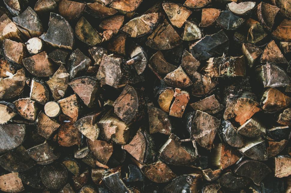Free Image of Textured pile of chopped firewood logs 