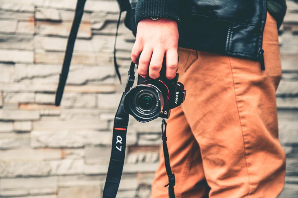 Free Image of Man with camera poised for photography 