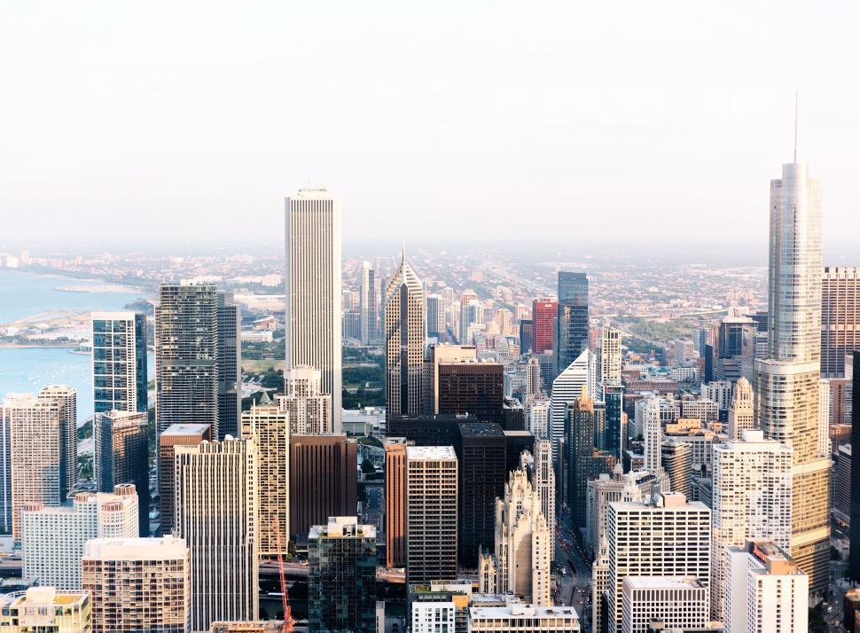 Free Image of Bustling Chicago skyline viewed from above 