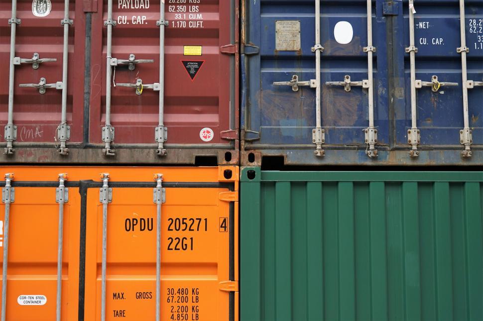 Free Image of Container cargo close-up with vivid colors 