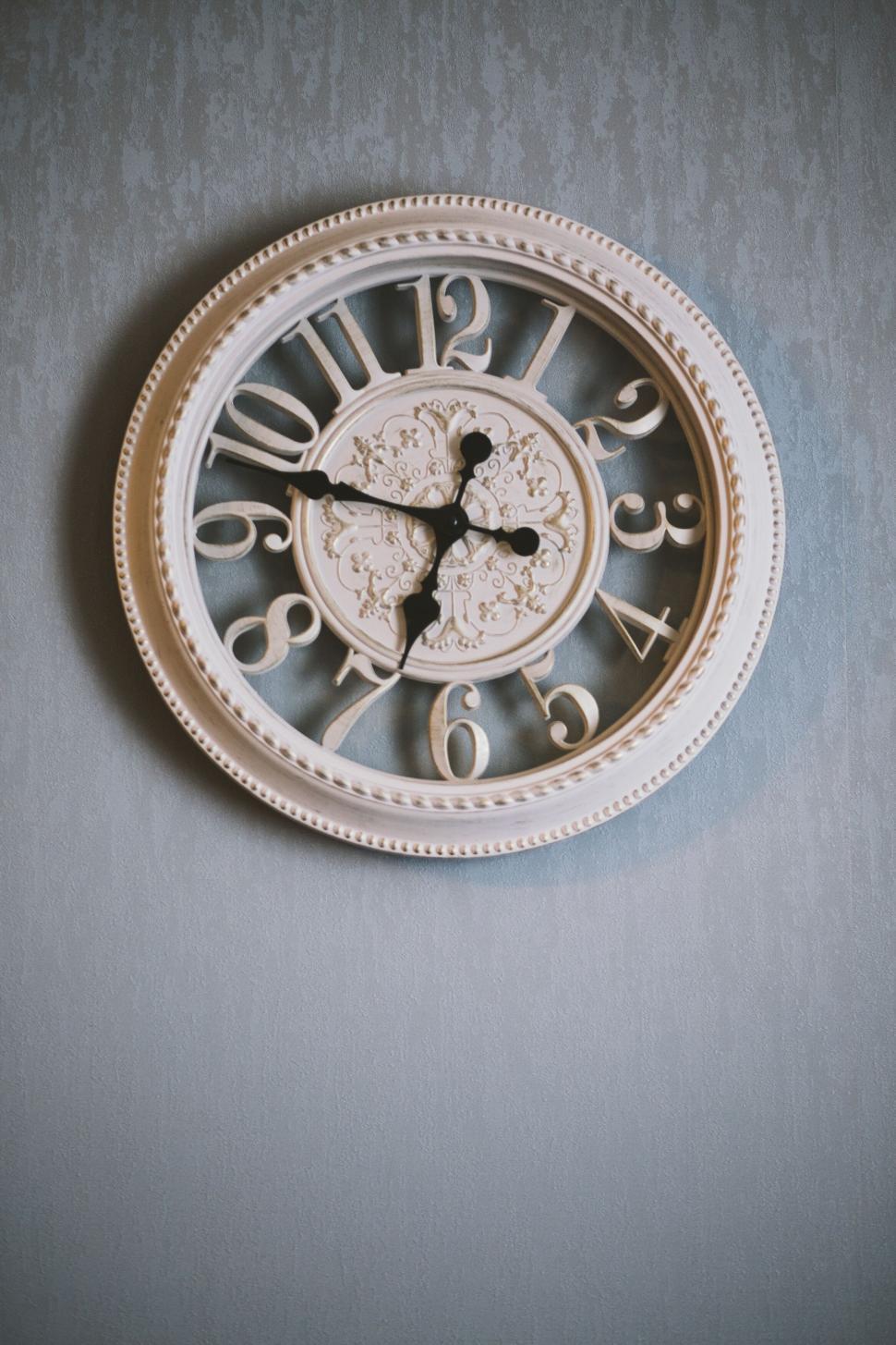 Free Image of Antique wall clock with Roman numerals 