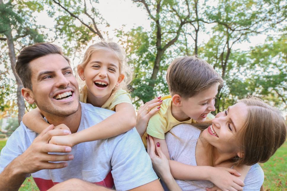 Free Image of Happy family playing and laughing together 